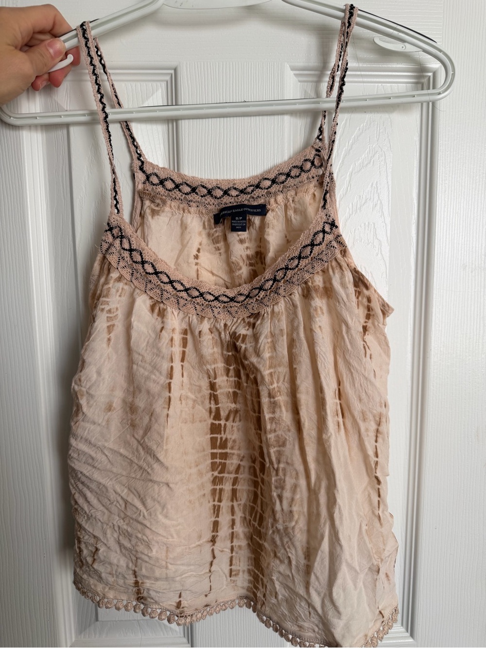 American Eagle Outfitters Blush Pink Embroidered Spaghetti Strap Cami